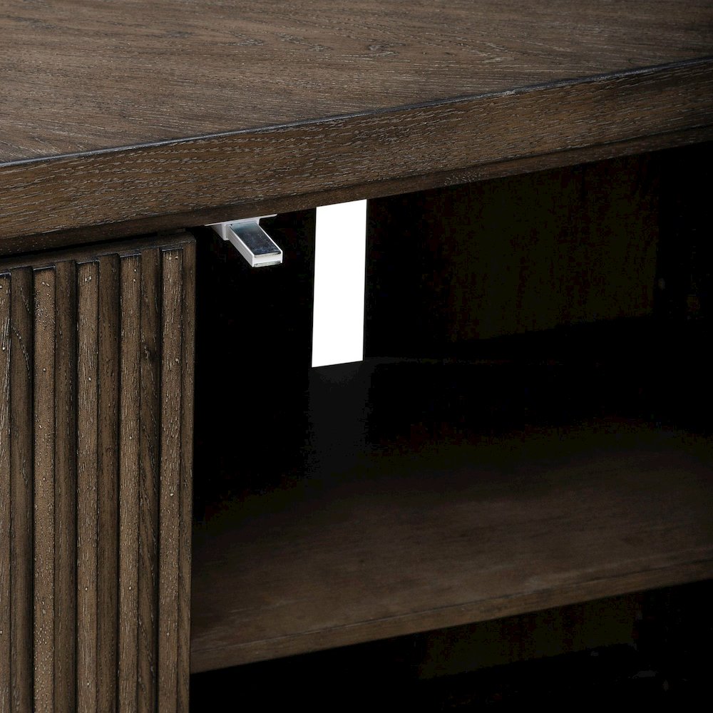 82 Inch TV Console for Living Room Media Storage  - Satin Espresso Oak