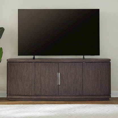 82 Inch TV Console for Living Room Media Storage  - Satin Espresso Oak