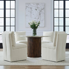 Accent Dining Chair with Castors - Squared Back - Ivory Upholstry