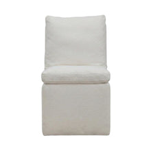 Solid Wood Upholstered Accent Dining Chair with Castors, Eclectic Style, White