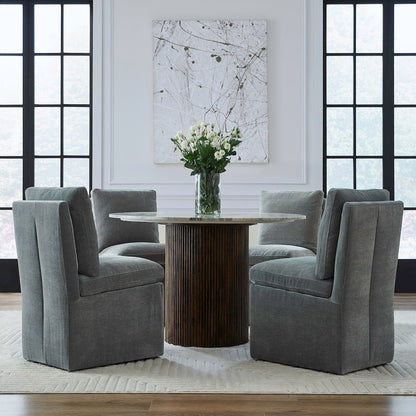 Accent Dining Chair with Castors - Squared Back - Sapphire Upholstry