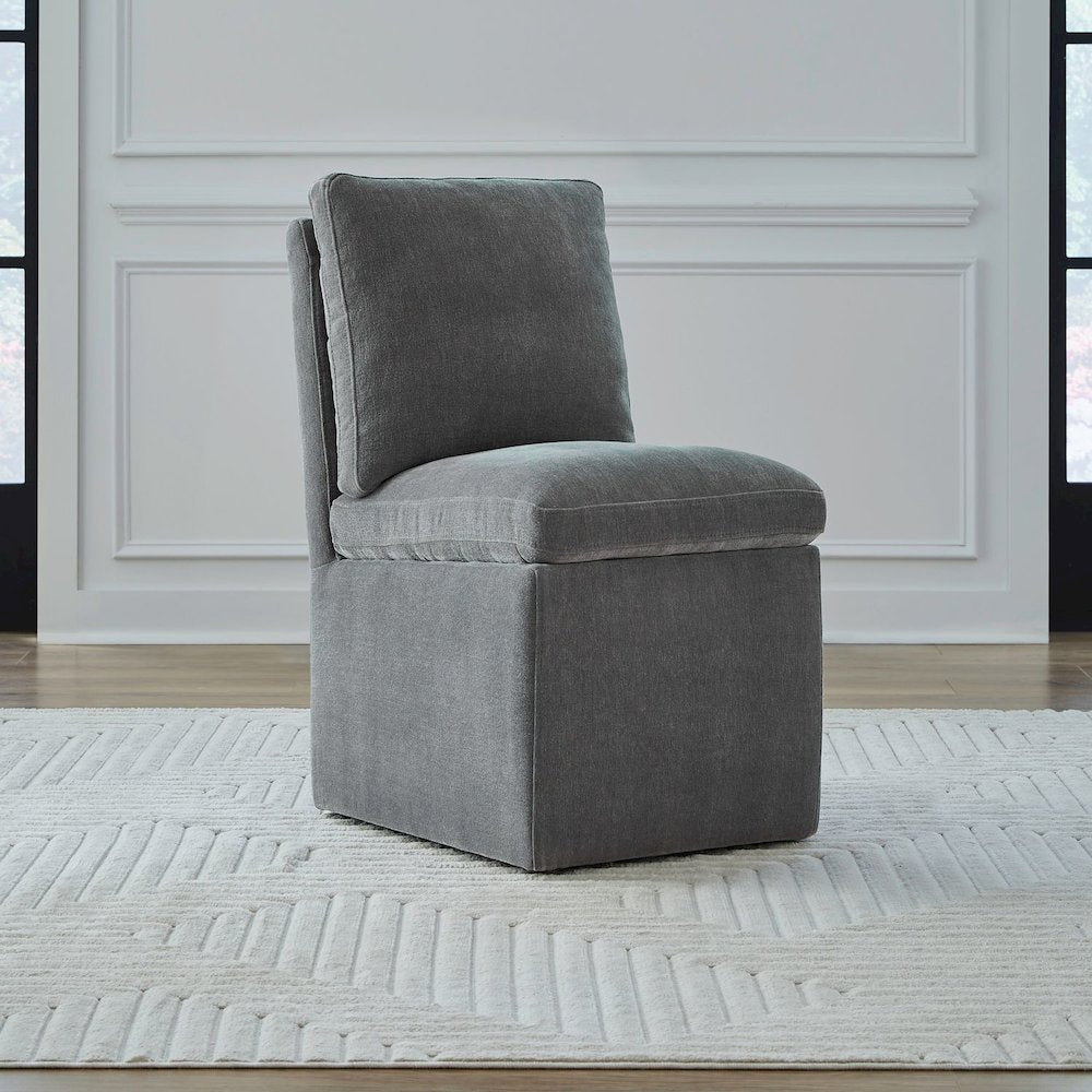 Accent Dining Chair with Castors - Squared Back - Sapphire Upholstry