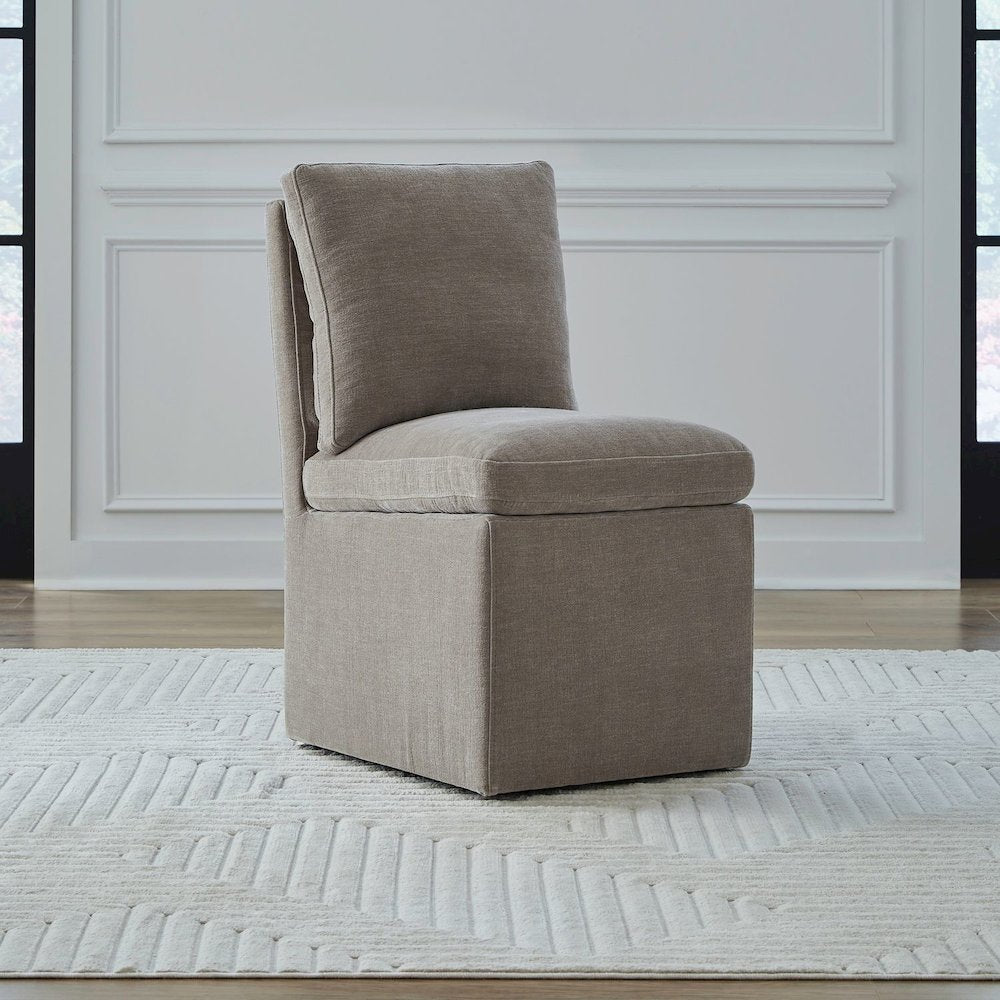 Accent Dining Chair with Castors - Squared Back - Truffle Upholstry