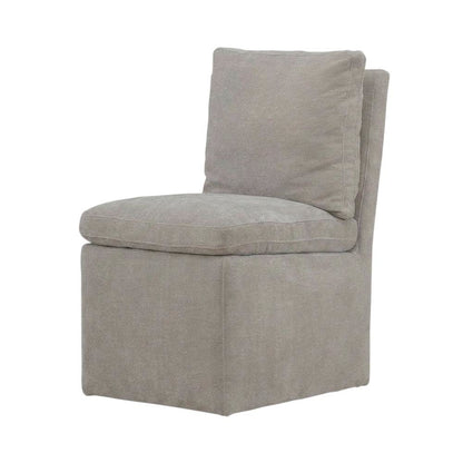 Solid Wood Upholstered Accent Dining Chair with Castors, Eclectic Style, Brown