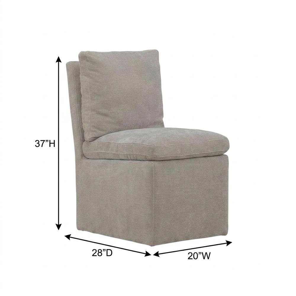 Solid Wood Upholstered Accent Dining Chair with Castors, Eclectic Style, Brown