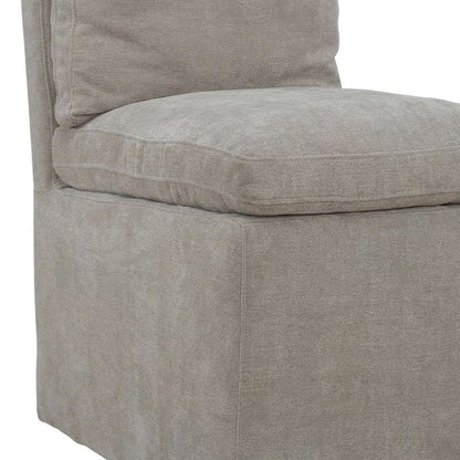 Solid Wood Upholstered Accent Dining Chair with Castors, Eclectic Style, Brown