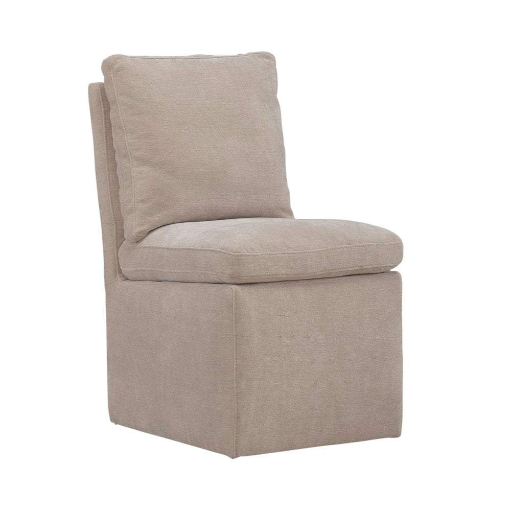 Accent Dining Chair with Castors - Squared Back - Wicker Upholstry