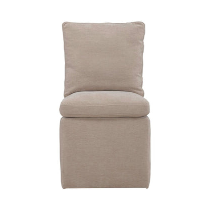 Accent Dining Chair with Castors - Squared Back - Wicker Upholstry