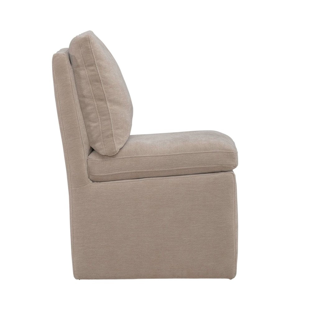Accent Dining Chair with Castors - Squared Back - Wicker Upholstry