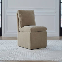 Accent Dining Chair with Castors - Squared Back - Wicker Upholstry