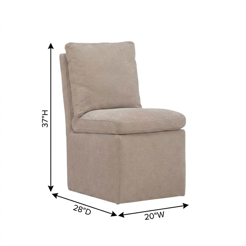 Solid Wood Upholstered Accent Dining Chair with Castors, Eclectic Style, Brown