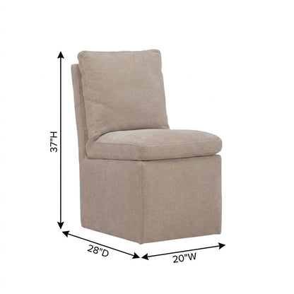 Solid Wood Upholstered Accent Dining Chair with Castors, Eclectic Style, Brown