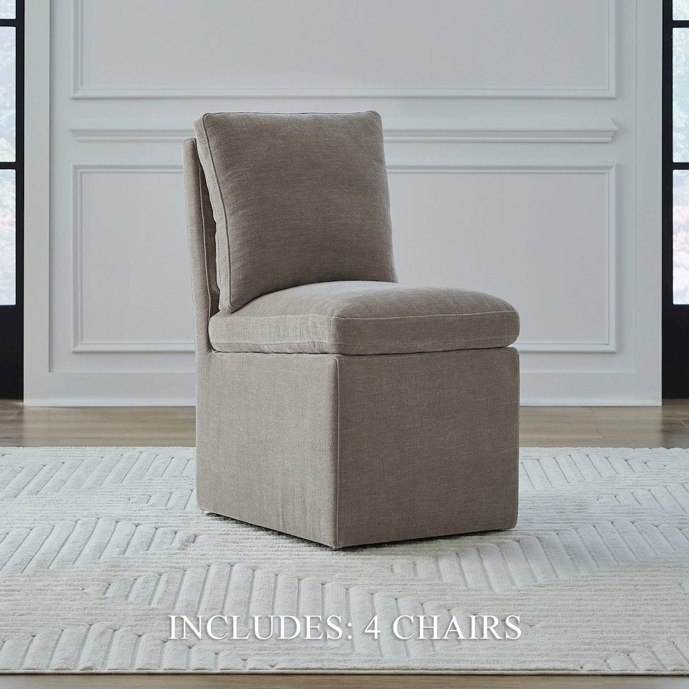 Accent Dining Chairs with Castors - Truffle Upholstry - Set of Four