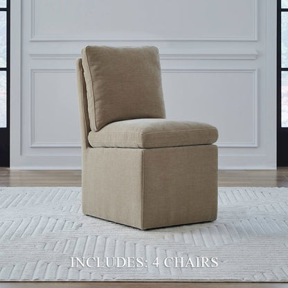 Accent Dining Chairs with Castors - Wicker Upholstry - Set of Four