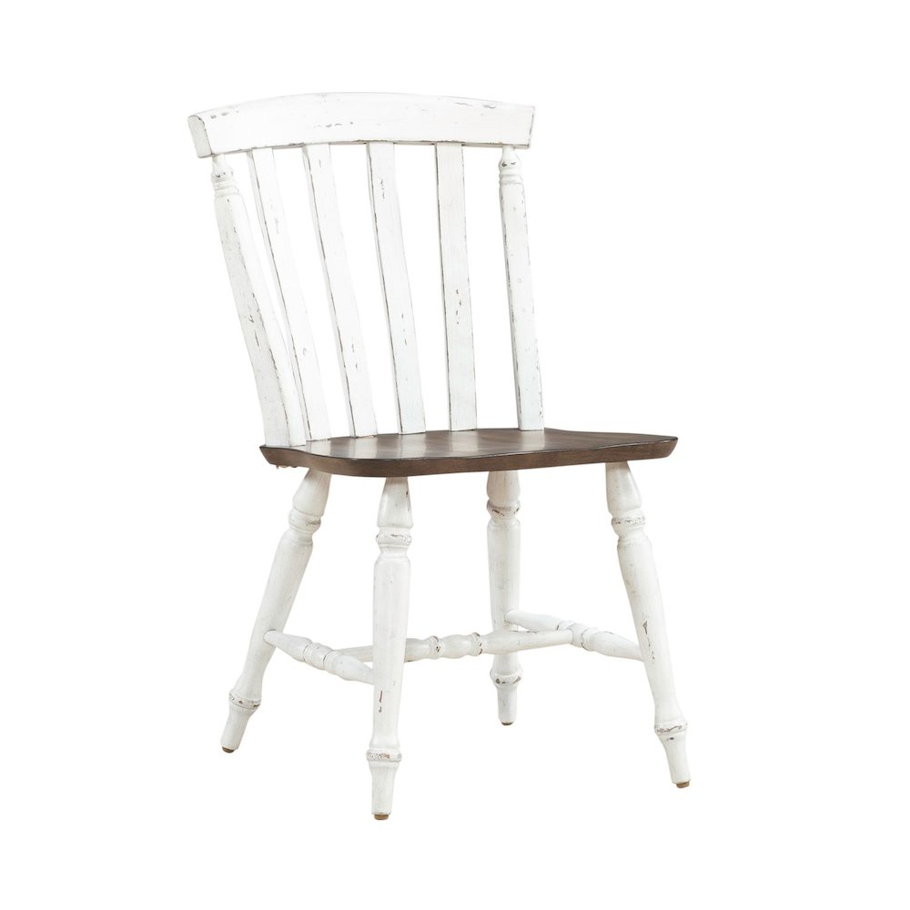 Al Fresco Slat Back Side Chair for Dining Room - Set of 2 -Graphite & Whitestone