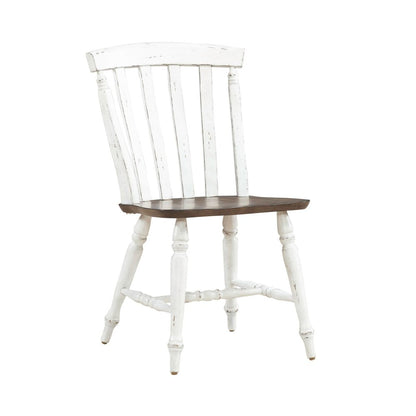 Al Fresco Slat Back Side Chair for Dining Room - Set of 2 -Graphite & Whitestone