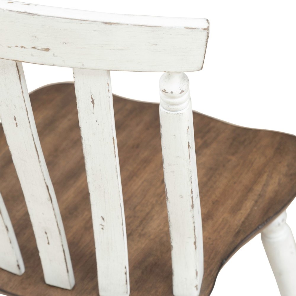 Al Fresco Slat Back Side Chair for Dining Room - Set of 2 -Graphite & Whitestone