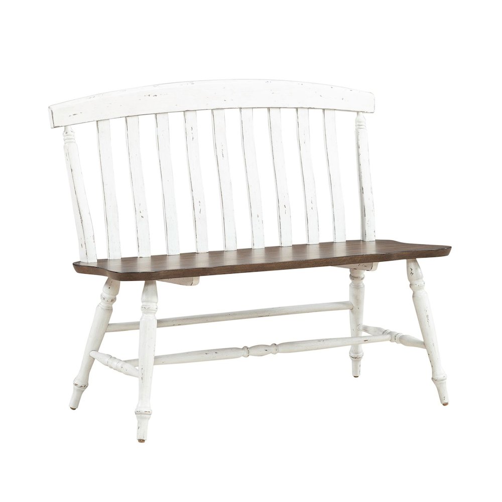 Al Fresco Slat Back Bench for Dining Room - Graphite & Whitestone