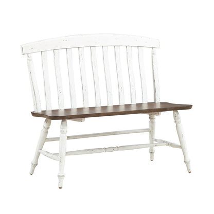 Al Fresco Slat Back Bench for Dining Room - Graphite & Whitestone