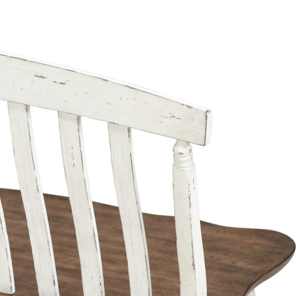 Al Fresco Slat Back Bench for Dining Room - Graphite & Whitestone