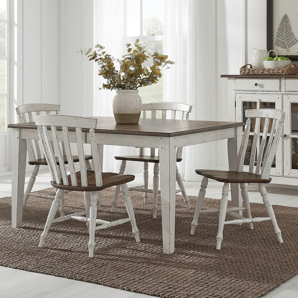 5 Piece Rectangular Table Set with 4 Dining Chairs - Graphite & Whitestone