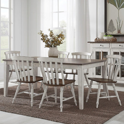 7 Piece Rectangular Table Set with 6 Dining Chairs - Graphite & Whitestone