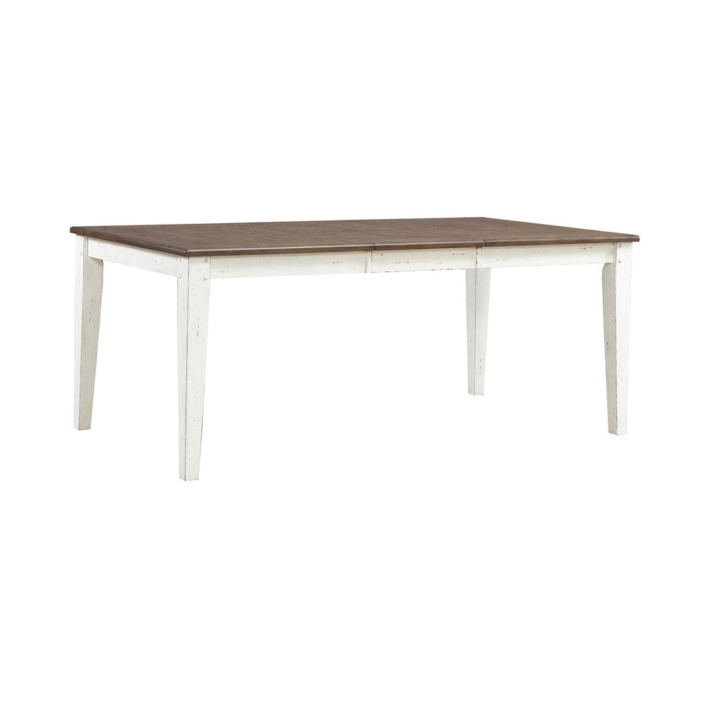 Rectangular Leg Table with Butterfly Leaf for Dining Room -Graphite & Whitestone