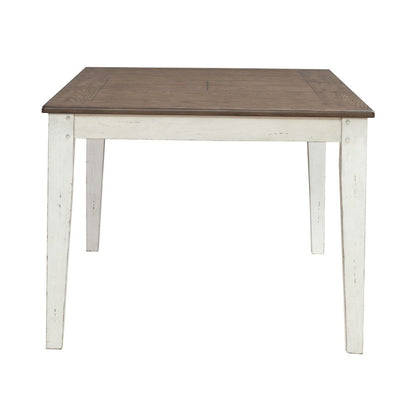 Rectangular Leg Table with Butterfly Leaf for Dining Room -Graphite & Whitestone