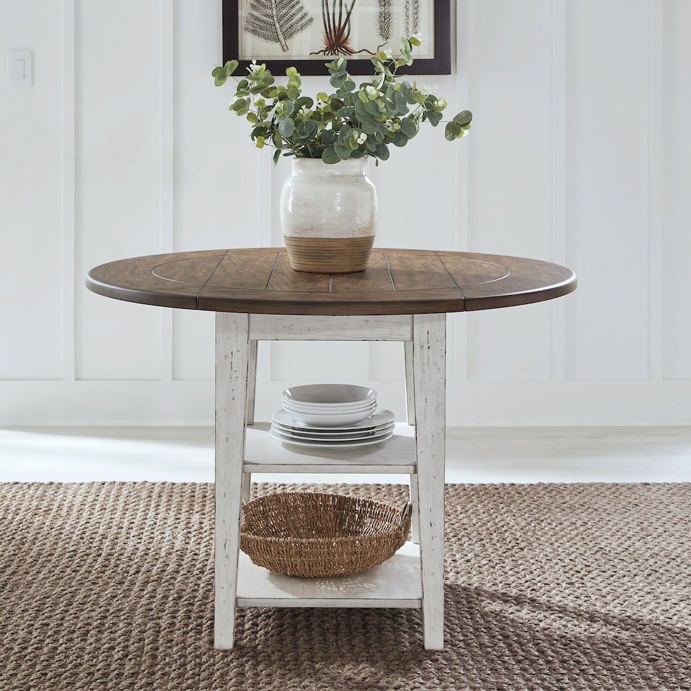 Al Fresco Drop Leaf Table for Dining Room - Graphite & Whitestone