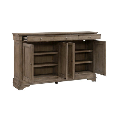 Hall Buffet Dining Living Room Storage - Felt Lined Top Drawers - Sandy Taupe