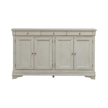 Hall Buffet Dining Living Room Storage - Felt Lined Top Drawers - White