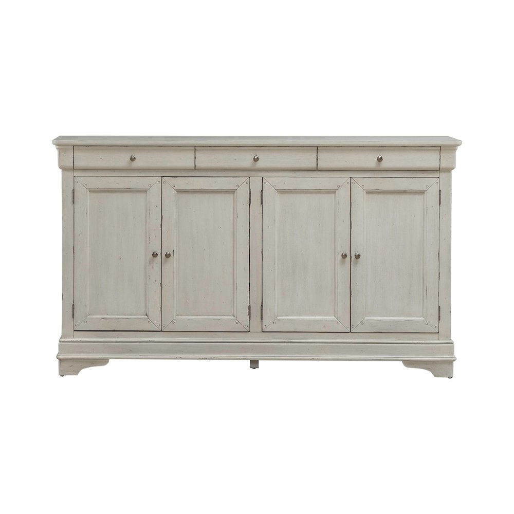 Hall Buffet Dining Living Room Storage - Felt Lined Top Drawers - White