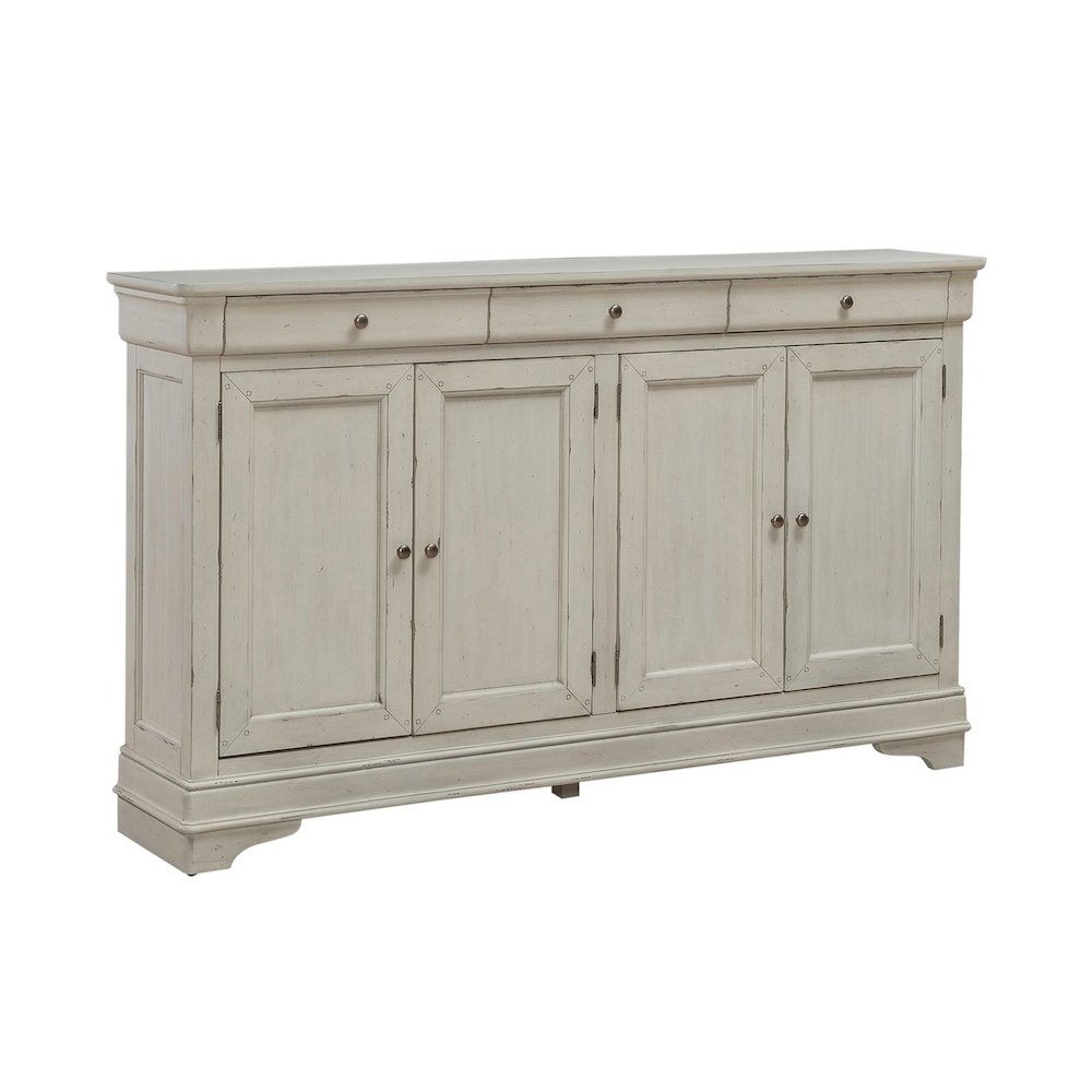 Hall Buffet Dining Living Room Storage - Felt Lined Top Drawers - White