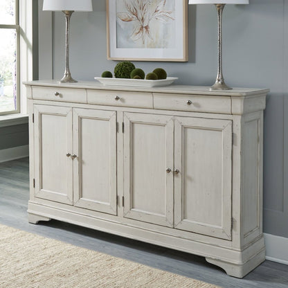 Hall Buffet Dining Living Room Storage - Felt Lined Top Drawers - White