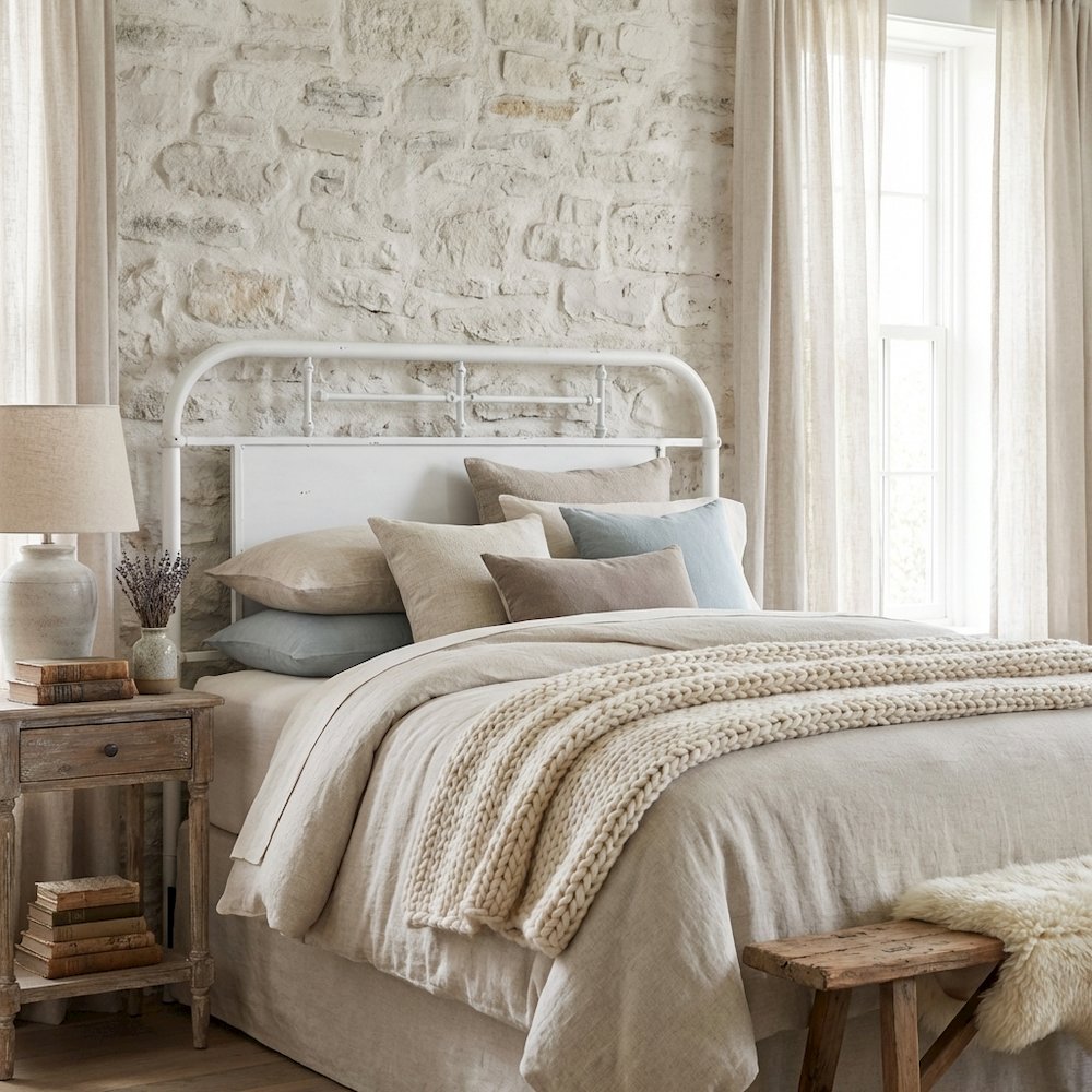 Queen Distressed Metal Headboard with Vintage Design and Durable Metal Tubing