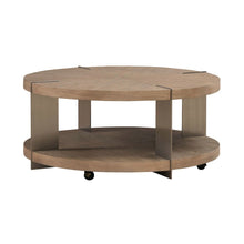 Harlow Living Room Round Cocktail Table  - Sandstone & Satin Nickel