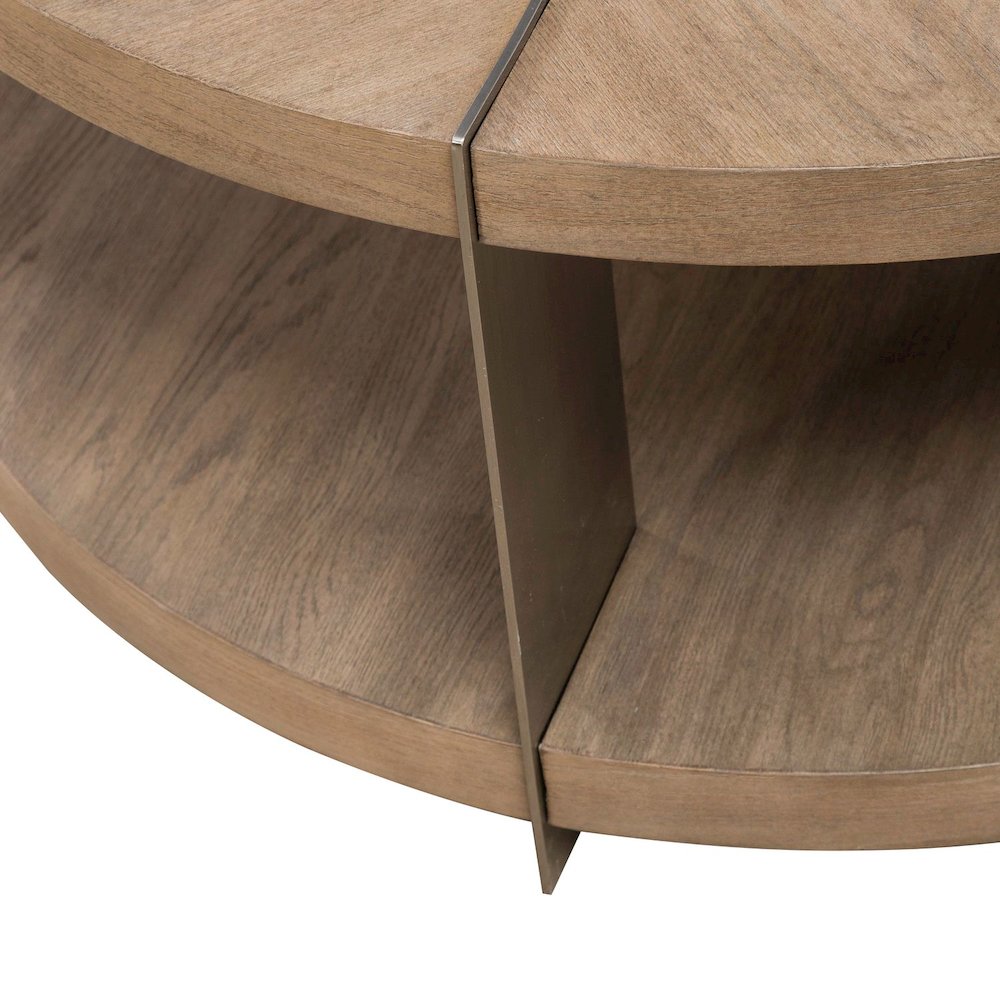 Harlow Living Room Round Cocktail Table  - Sandstone & Satin Nickel