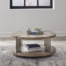 Harlow Living Room Round Cocktail Table  - Sandstone & Satin Nickel