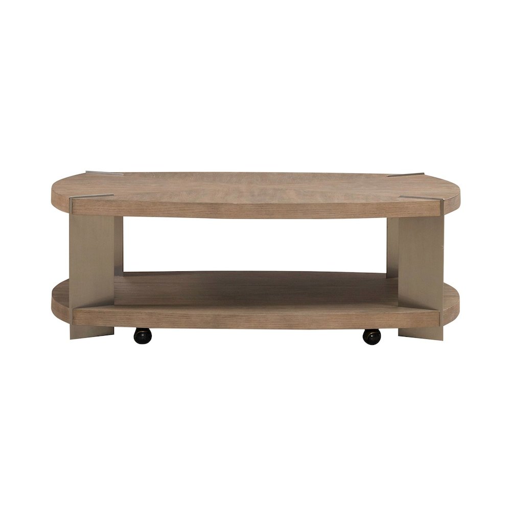 Harlow Living Room Oval Cocktail Table  - Sandstone & Satin Nickel
