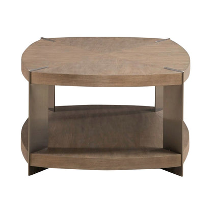 Harlow Living Room Oval Cocktail Table  - Sandstone & Satin Nickel