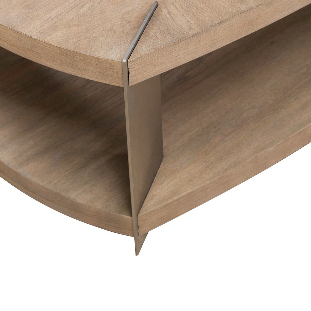 Harlow Living Room Oval Cocktail Table  - Sandstone & Satin Nickel