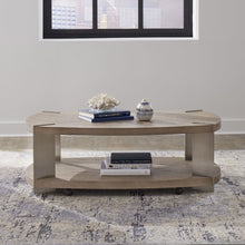 Harlow Living Room Oval Cocktail Table  - Sandstone & Satin Nickel