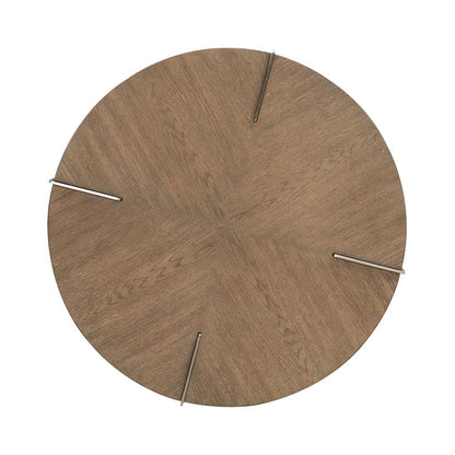 Harlow Living Room Round End Table  - Sandstone & Satin Nickel