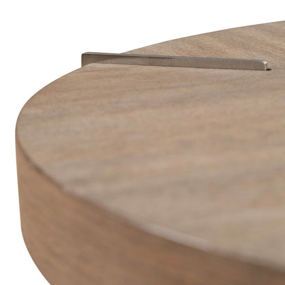 Harlow Living Room Round End Table  - Sandstone & Satin Nickel