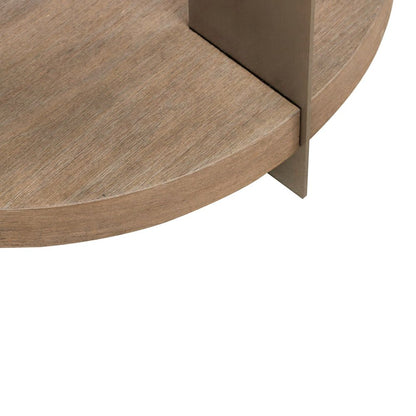 Harlow Living Room Round End Table  - Sandstone & Satin Nickel