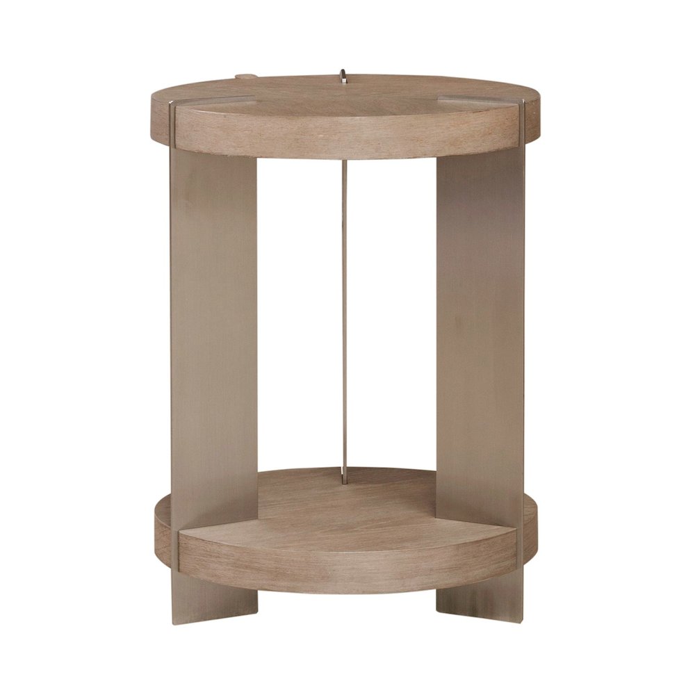 Harlow Living Room Chairside Table  - Sandstone & Satin Nickel