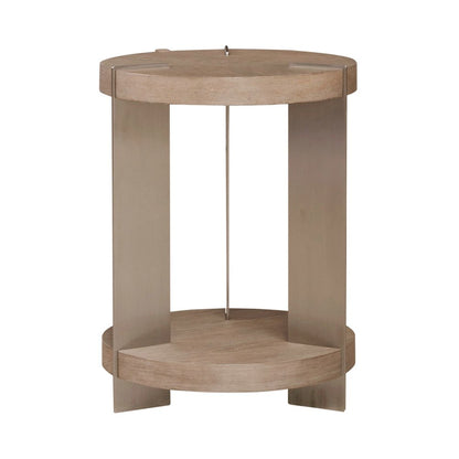 Harlow Living Room Chairside Table  - Sandstone & Satin Nickel