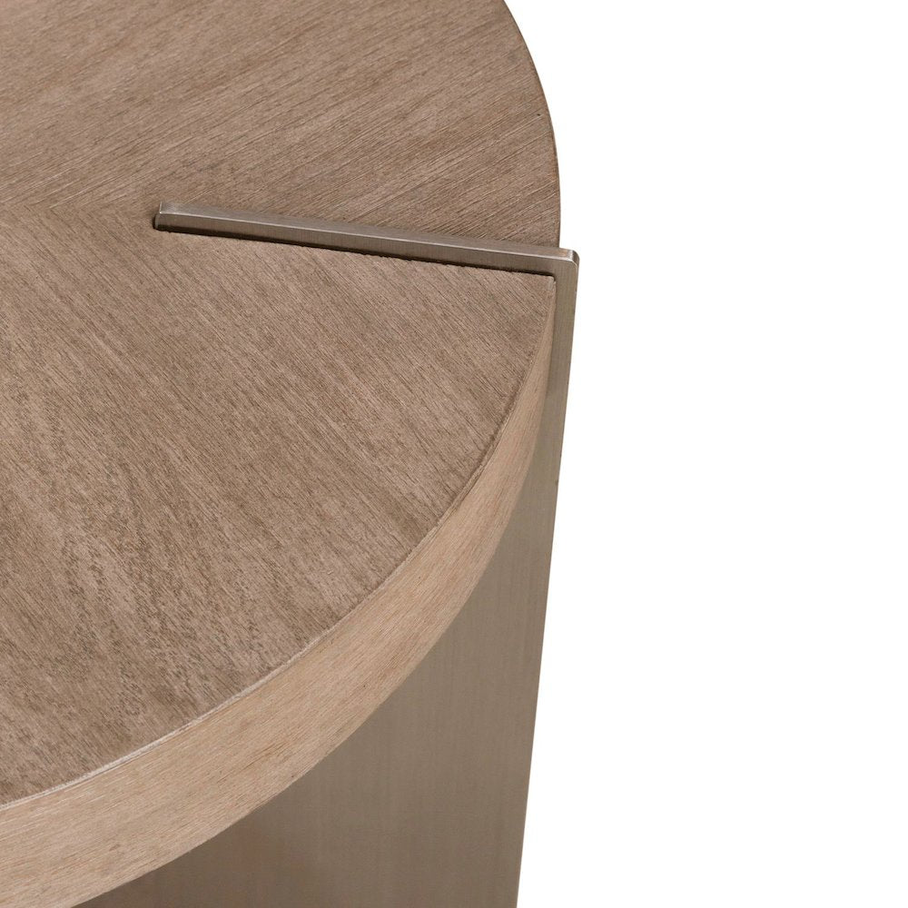 Harlow Living Room Chairside Table  - Sandstone & Satin Nickel
