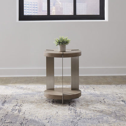 Harlow Living Room Chairside Table  - Sandstone & Satin Nickel