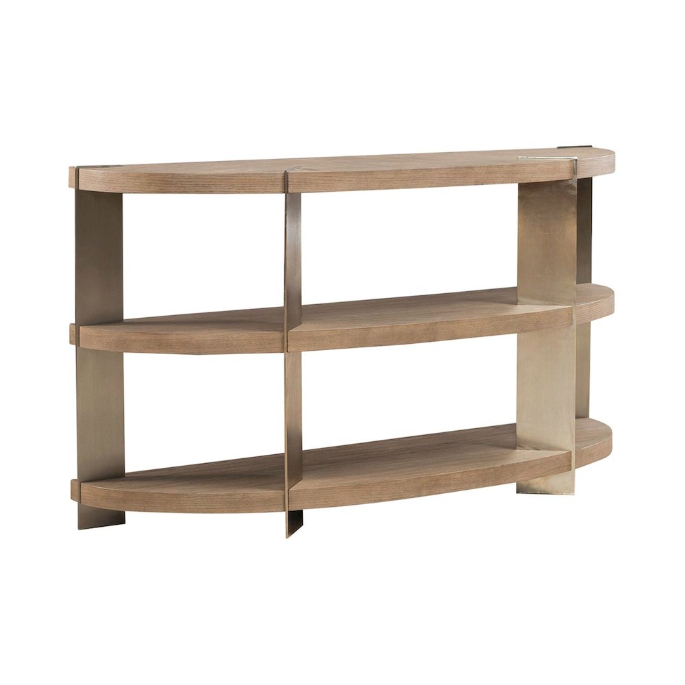 Harlow Living Room Sofa Table  - Sandstone & Satin Nickel